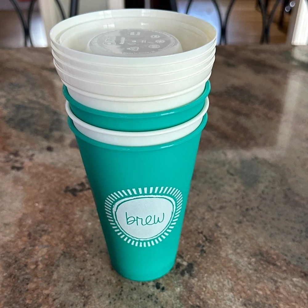 Teal Reusable Cups Set of 4 NWOT